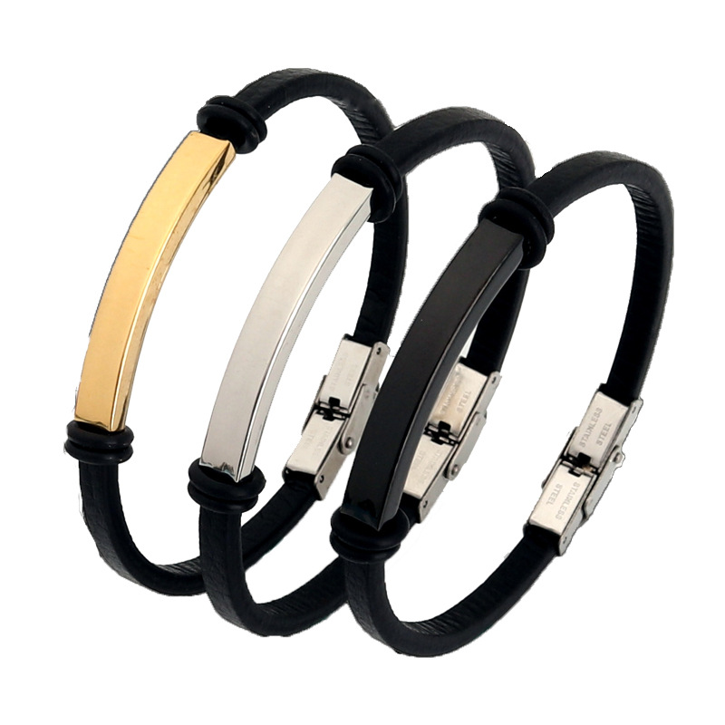 Coordinates Bracelet - Bracciale in pelle regolabile con nome