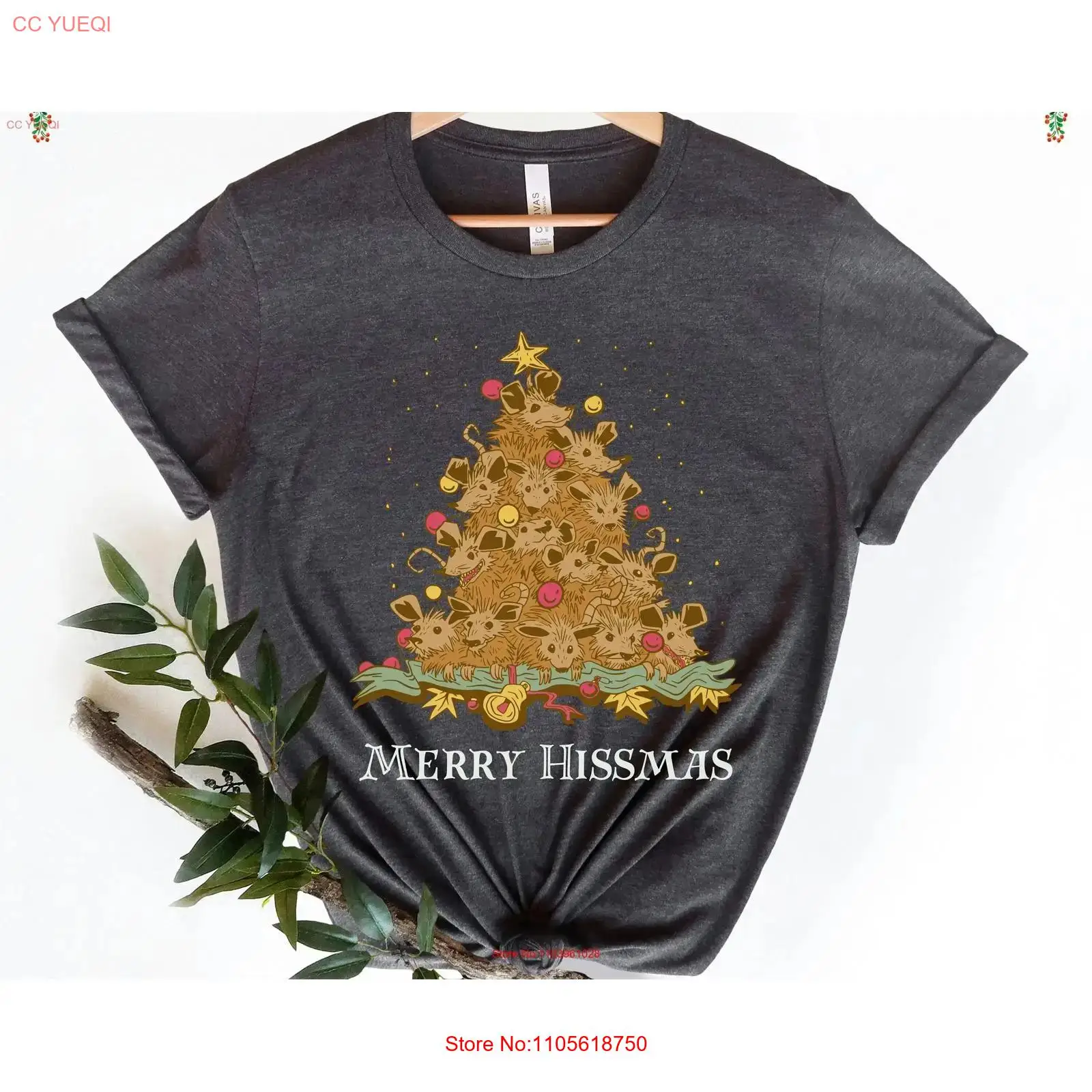 Family Tree Print - Maglietta Opossum Albero di Natale Coordinata
