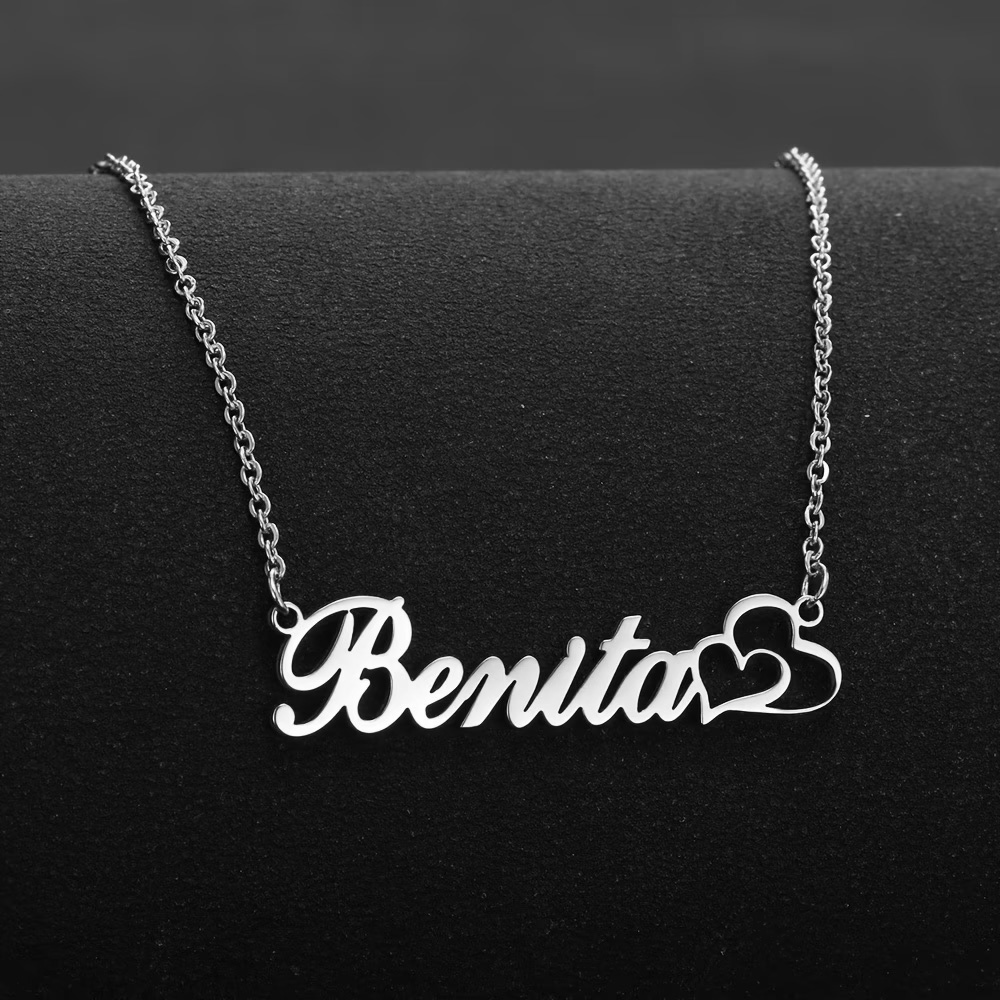 Name Necklace Custom - Collana personalizzata con doppio cuore e